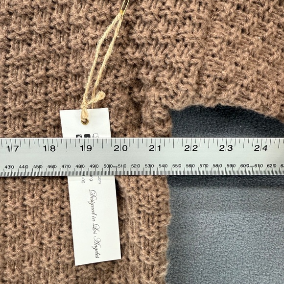 Woven Heart Sweater Women's Large Beige Cable Knit High Neck - Picture 5 of 8